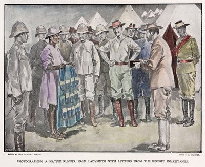 African delivering letters to British soldiers during the Boer War, c 1900 by Unbekannt