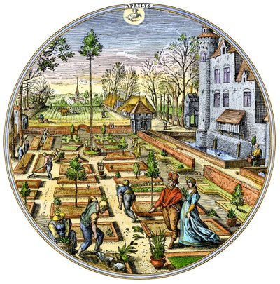 Gardening in a European Vegetable Garden, 1590 by Unbekannter Künstler