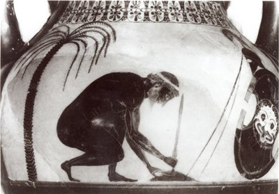 Ajax Preparing for his Death, illustration after a 6th century BC Greek krater vase (engraving) by Unbekannt