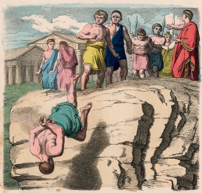 Ancient Rome: Law, Punishment of traitors, Throw from the Tarpeian Rock in Rome by Unbekannt