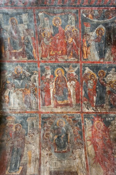 Ancient frescoes; wall paintings depicting the life of Jesus; Panagia and Sotiras Church; Greek Orthodox church; Roustika; Crete; Greece; Europe by Unbekannt