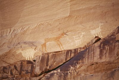 Animal Figures, Rock Paintings by Navajo Artists, Canyon de Chelly National Monument, Navajo Indian Reservation, Arizona, USA by Benjamin Baud