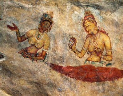 Apsaras, Heavenly Nymphs Offering Flowers, Fresco, Fortified Citadel of Sigiriya (UNESCO World Heritage List) by Alec Hunter