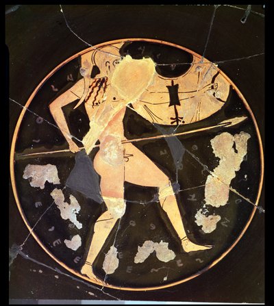 Athenian red-figure kylix depicting a Greek warrior, Greek (c.500 BC) by Unbekannt
