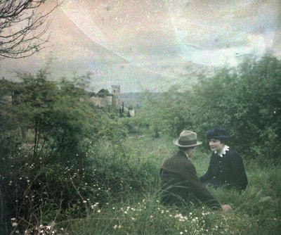 Touraine and Its Castles: The Couple Near the Castle, Chinon, France by Unbekannter Künstler