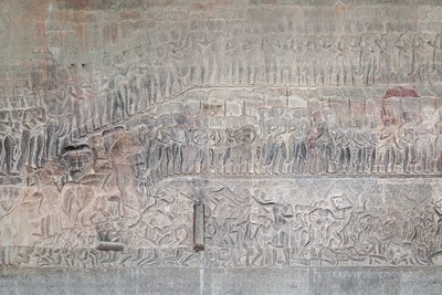 Bas Reliefs on the Southern Gallery of Angkor Wat, Cambodia by Unbekannter Künstler