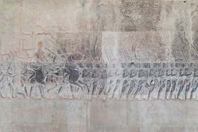 Bas Reliefs on the Southern Gallery of Angkor Wat, Cambodia by Unbekannter Künstler