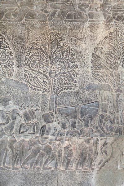 Bas Reliefs on the Southern Gallery of Angkor Wat, Cambodia by Unbekannter Künstler