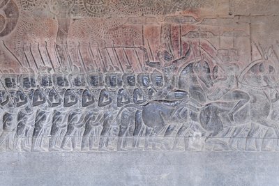 Bas Reliefs on the Southern Gallery of Angkor Wat, Cambodia by Unbekannter Künstler