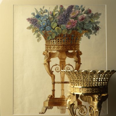 Basket of flowers with lions, circa 1800 by Unbekannt