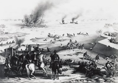 Battle of Hampton Roads or Battle of Ironclads, the USS Monitor and CSS Virginia by William M. Timlin