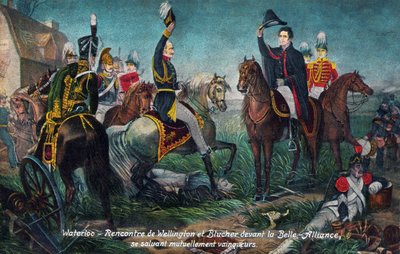 Battle of Waterloo: Wellington and Blucher Meeting, in 1815 (Print) by Unbekannter Künstler