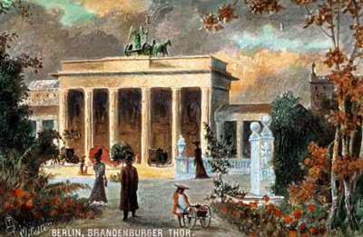 Berlin - Brandenburg Gate. View of the Brandenburg Gate, with flowers and passers-by, end of 19th/20th century by Unbekannter Künstler