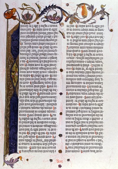Bible page 36 lines from Gutenberg, Mainz by Unbekannter Künstler