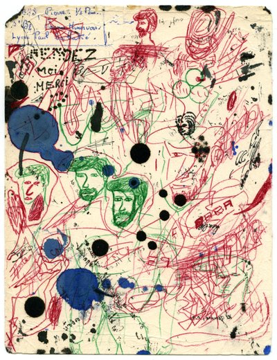Blotter covered with stains and doodles, around 1960 by Unbekannter Künstler