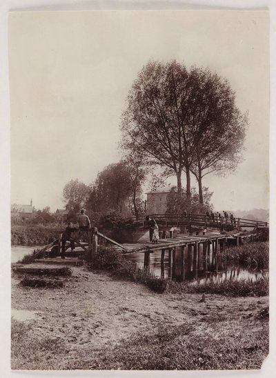 Bridges, Pile Children on a bridge, c 1890 by Unbekannt