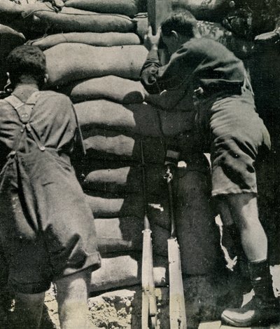 British troops fighting in khaki-drill shorts, Gallipoli Peninsula by Unbekannt
