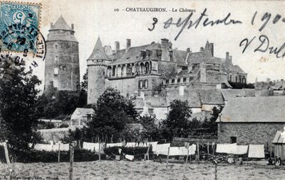 Brittany, Ille et Vilaine, Chateaugiron: exterior view of the castle - Postcard dated 1904 by Unbekannt