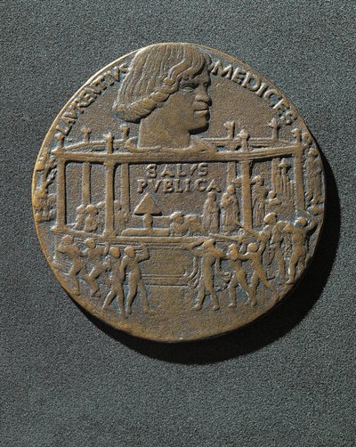 Bronze medal struck in memory of Giuliano de Medici by Benjamin Baud