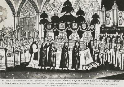 Burial of the body of Queen Caroline in the family vault at Brunswick Cathedral by Unbekannt