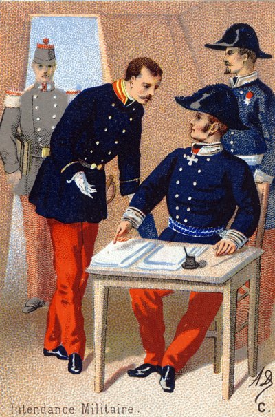 C: Military stewardship. Engraving in "Military Alphabet". Late 19th century by Unbekannt