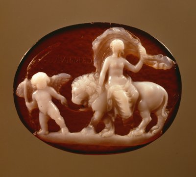 Cameo of Venus seated on a lion led by Cupid by Unbekannt
