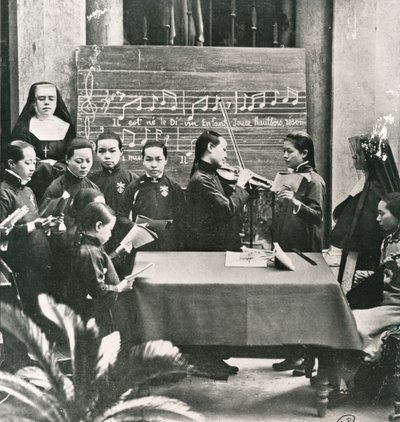 Carol Practice in a French Mission in China, Early Twentieth Century by Unbekannt