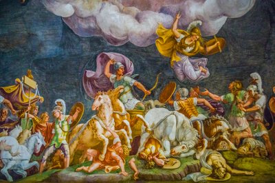 Ceiling painting in Palazzo Duccale, Royal Palace, Castle San Giorgio, Mantua, Lombardy, Italy, Europe by Unbekannter Künstler