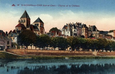 Centre, Loir et Cher, Saint Aignan sur Cher: view of the city with the church and the castle - Postcard end 19th-20th century by Unbekannt