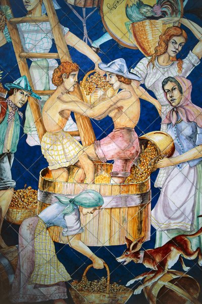 Ceramic tile panel depicting harvest, Detail by William M. Timlin