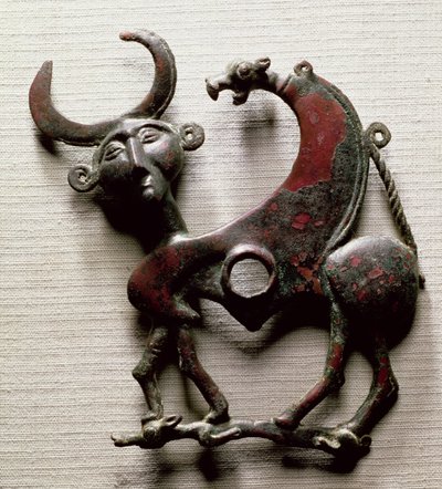Cheek piece of a horse bit in the form of a human-headed beast, from Luristan, Western Iran, c.800-700 BC by Unbekannt