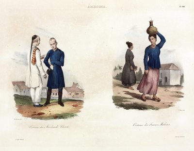 Chinese Merchants and Malay Woman, Ambon by Unbekannt