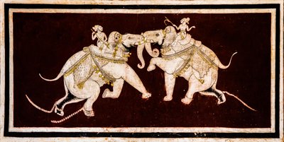 Chittra Shala courtyard with virtuoso fine paintings, Taragarh Fort, Bundi, Rajasthan, India by Unbekannter Künstler