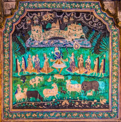 Chittra Shala courtyard with virtuoso fine paintings, Taragarh Fort, Bundi, Rajasthan, India, Asia by Unbekannter Künstler