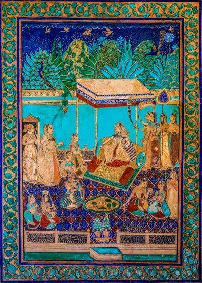 Chittra Shala courtyard with virtuoso fine paintings, Taragarh Fort, Bundi, Rajasthan, India, Asia by Unbekannter Künstler
