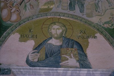 Christ in Majesty, mosaic above the door of the narthex of the Byzantine church of St. Saviour of the Chora by Unbekannt