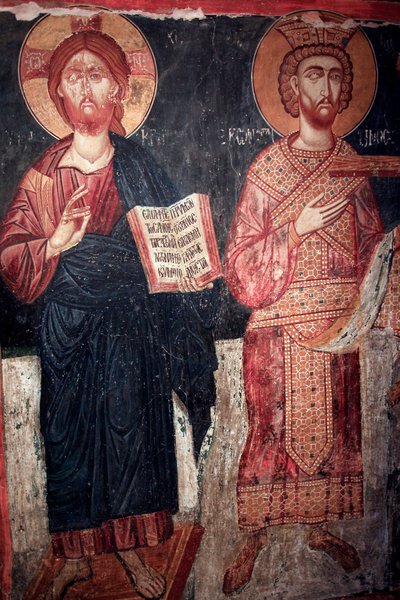 Christ with Saint Constantine, Timios Stavros tou Agiasmati Church, Holy Cross of Agiasmati, 15th Century, Cyprus, Painted Churches UNESCO Site, Troodos, Cyprus by Unbekannt