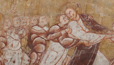 Church (Église Saint-Martin). Interior. Wall paintings. North wall of the choir. (detail) Arrest of Christ. 12th century. by Unbekannt