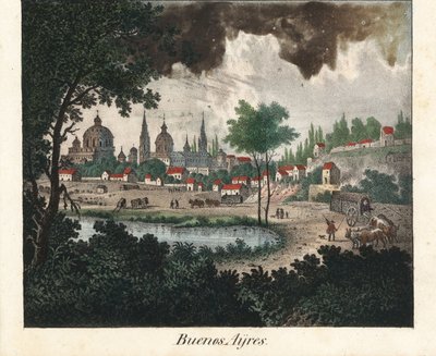 City view Buenos Aires (Argentina). Lithography for the book: “Galerie complete en tableaux fideles des peuples d