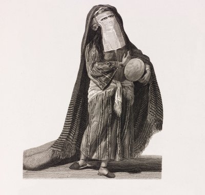 Close-up Illustration of a Woman in a Red Silk Dress by Unbekannt
