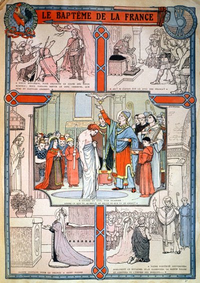 Clovis christening by Saint Remi in Reims, c. 1930 by Unbekannter Künstler