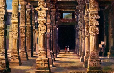 Colonade with Hindu Carvings, Qutb Minar, Early 20th Century by Unbekannter Künstler