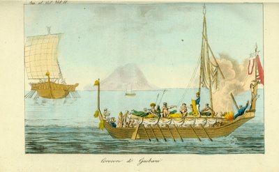 Corocoro boat with sails and oars from the island of Guebe, Maluku Islands, Indonesia by Unbekannt