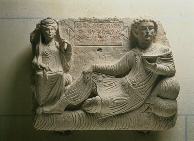 Couple at a Banquet, Tomb Find from Palmyra, Syria by Unbekannt