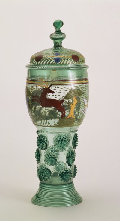 Covered Goblet, Decorated with a Hunting Scene, Probably from Hessen by Unbekannt