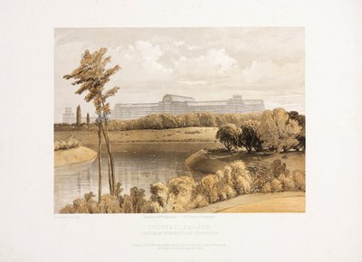 Crystal Palace, Post-Great Exhibition The Crystal Palace from the Intermediate Reservoir, c 1855 by Unbekannt