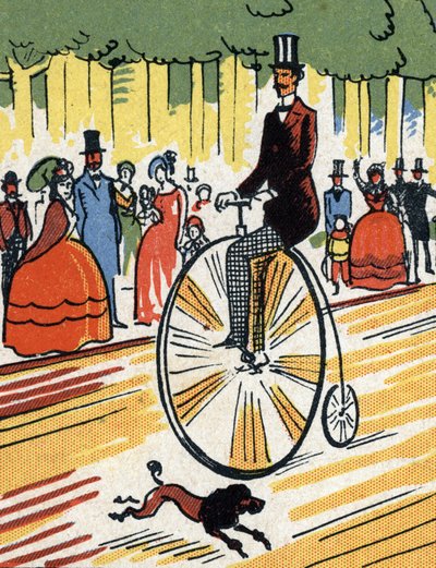 Cyclist riding a big bi by Unbekannter Künstler