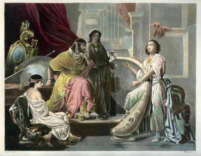 David plays his harp before Saul - Bible by Unbekannter Künstler