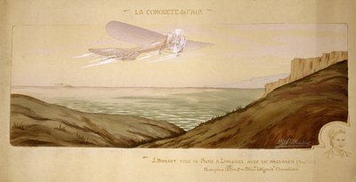 Debut of Aviation: John Moisant Makes the First Passenger Transport Over the Channel, Carrying His Mechanic in His Bleriot Two-Seater Plane, August 17, 1910 by Unbekannt