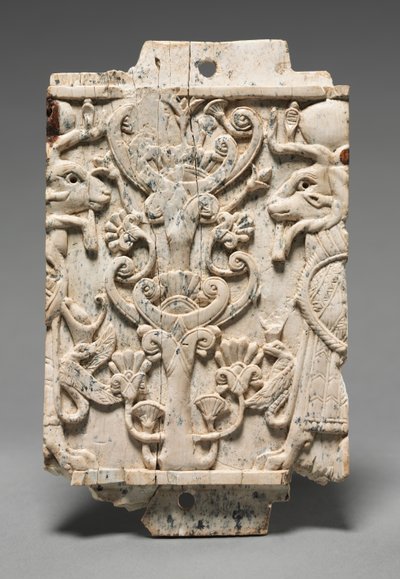 Decorative Plaque: Ram-Headed Sphinxes Flanking a Sacred Tree by Unbekannt